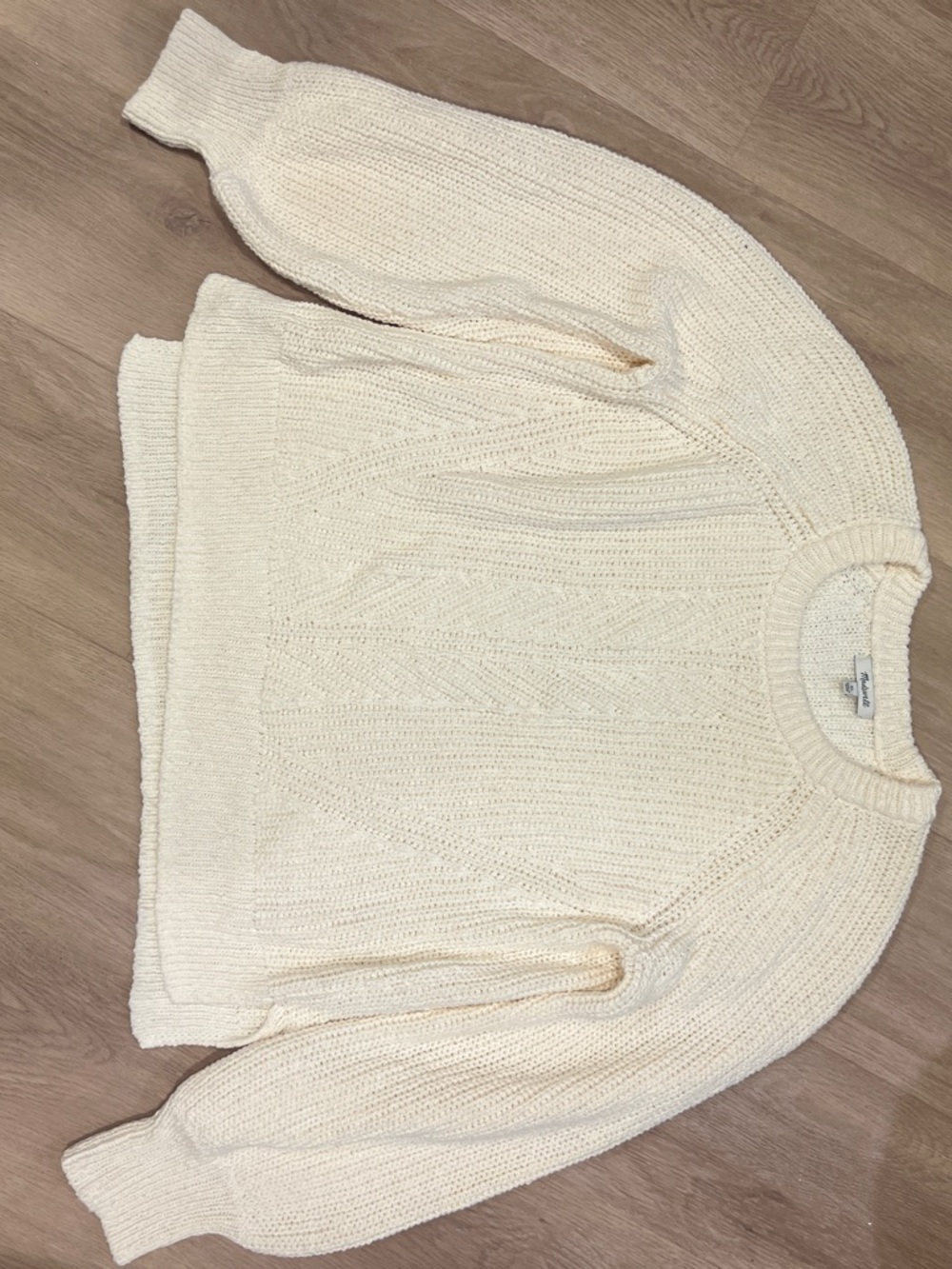 Madewell Cream Cable Crewneck Sweater